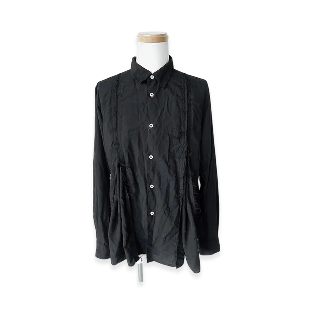 BLACK COMME des GARCONS Polyester Spun Broadcloth Garment Treated "Black"
