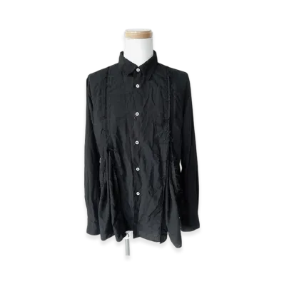 BLACK COMME des GARCONS Polyester Spun Broadcloth Garment Treated "Black"