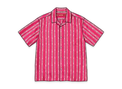 Supreme Old English Stripe Silk S/S Shirt "Magenta"