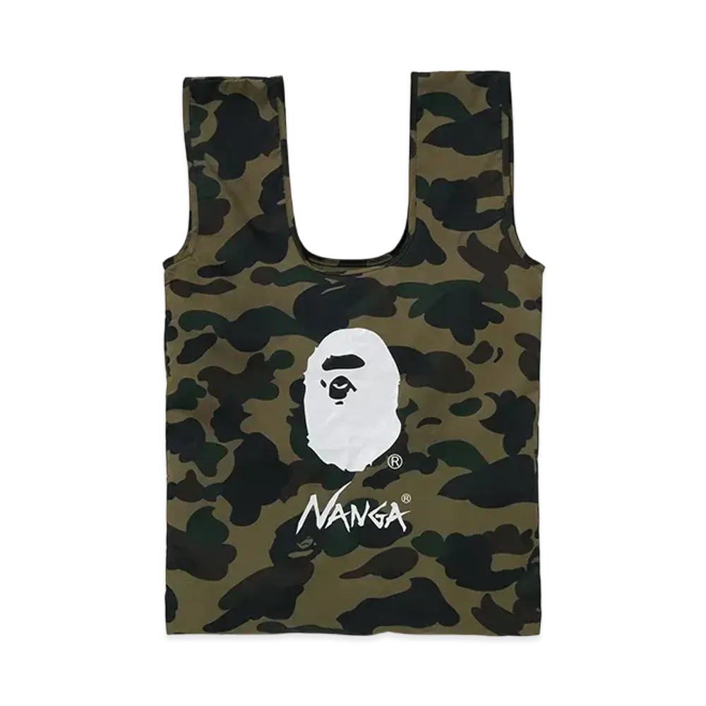A BATHING APE x NANGA 1st Camo Pocketable Eco Bag "Green"