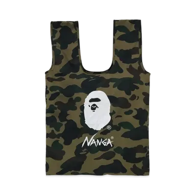 A BATHING APE x NANGA 1st Camo Pocketable Eco Bag "Green"