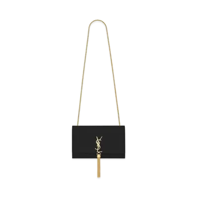 Saint Laurent Kate Medium Bag With Tassel In Grain De Poudre Embossed Leather "Black"