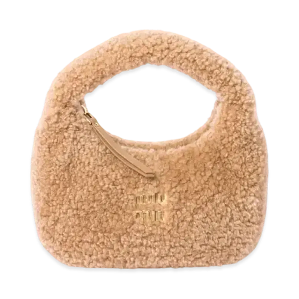 MIUMIU Wander Shearling Hobo Bag "Camel"