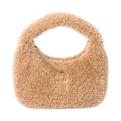 MIUMIU Wander Shearling Hobo Bag "Camel"