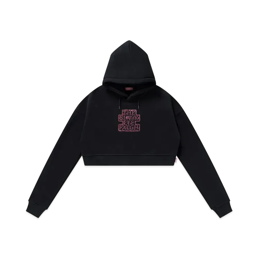 BlackEyePatch OG Label Rhinestone Cropped Hoodie "Black"