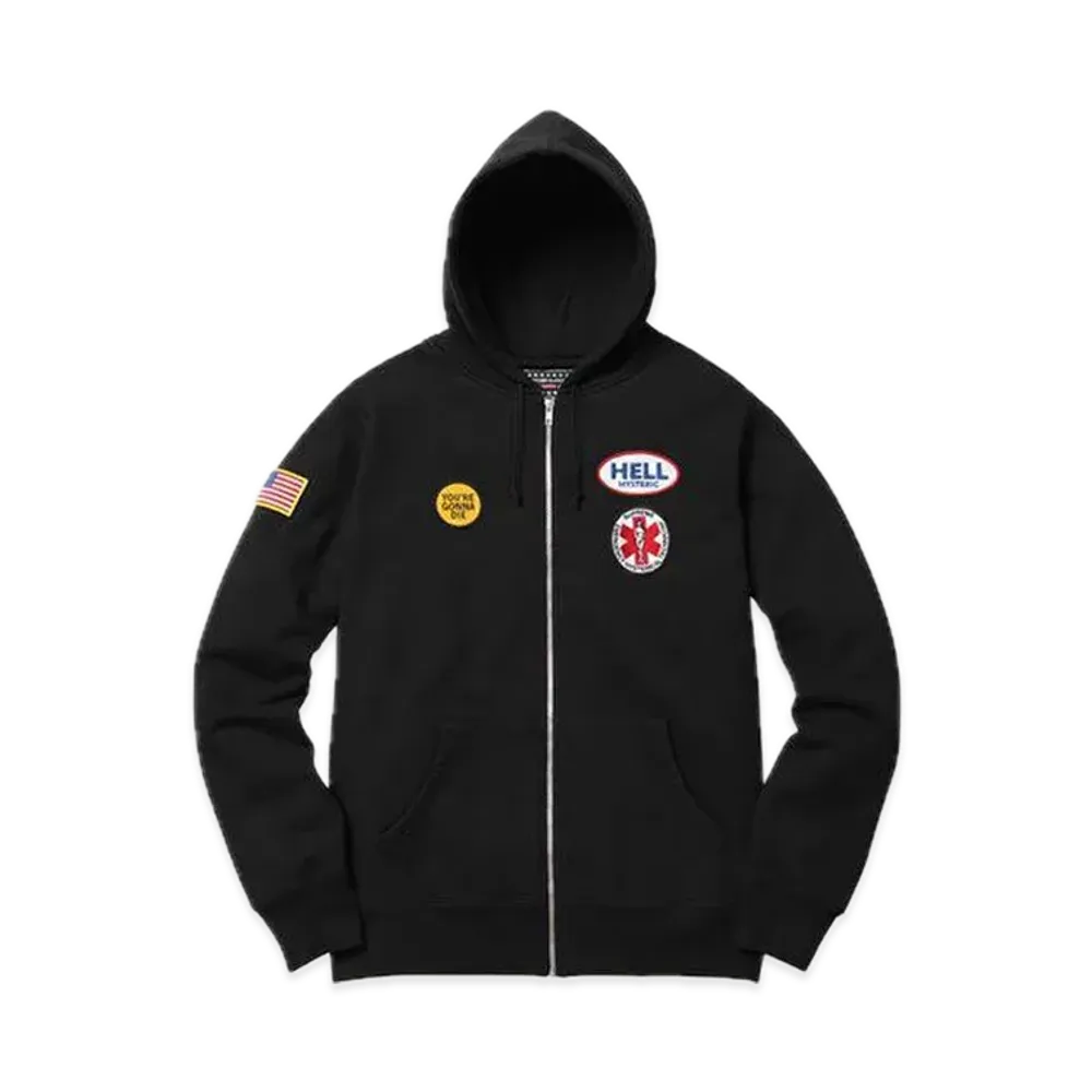 Supreme x HYSTERIC GLAMOUR Patches Zip Up Sweatshirt"Black"