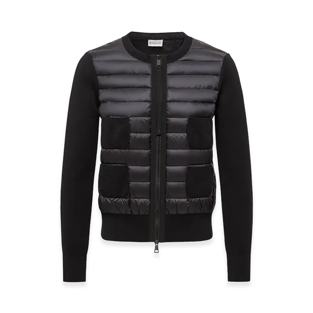 MONCLER Women's Padded Wool Zip-Up Cardigan "Black"