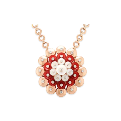 Van Cleef & Arpels Bouton d'or pendant "18K Rose gold/Carnelian/Diamond/Mother-of-pearl"