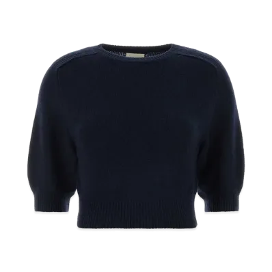 KHAITE Women's Wool Blend Lorelai Sweater "Blue/Navy Blue"