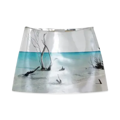 PRADA Women's Shiny Leather Miniskirt "Silver"