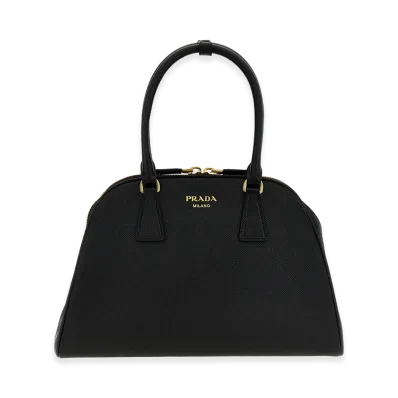 PRADA Women's Saffiano Midi Handbag "Black"
