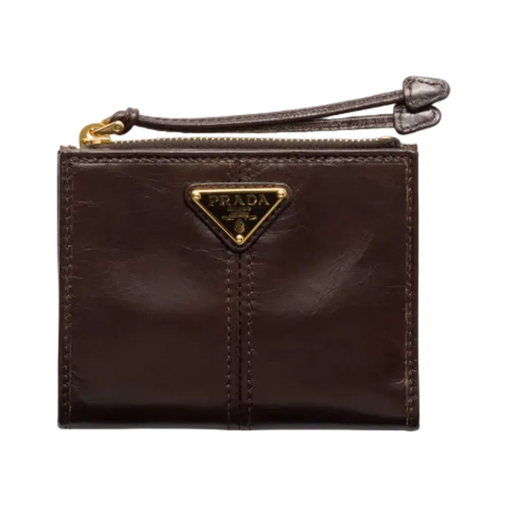 PRADA Soft Lux Leather Wallet "Dark Brown"