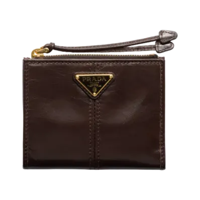 PRADA Soft Lux Leather Wallet "Dark Brown"