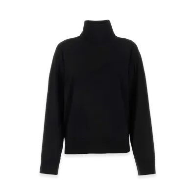 Bottega Veneta Women's Light Weight Classic Woolhigh Neck Knit With BV Embroidery "Black"