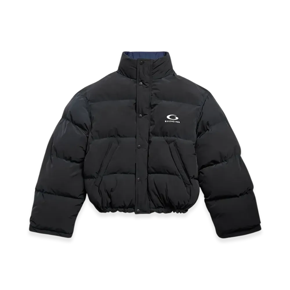BALENCIAGA Women's Loop Sports Icon Reversible Puffer "Black Blue"