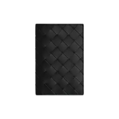 Bottega Veneta Intrecciato Passport Case "Black Grass"