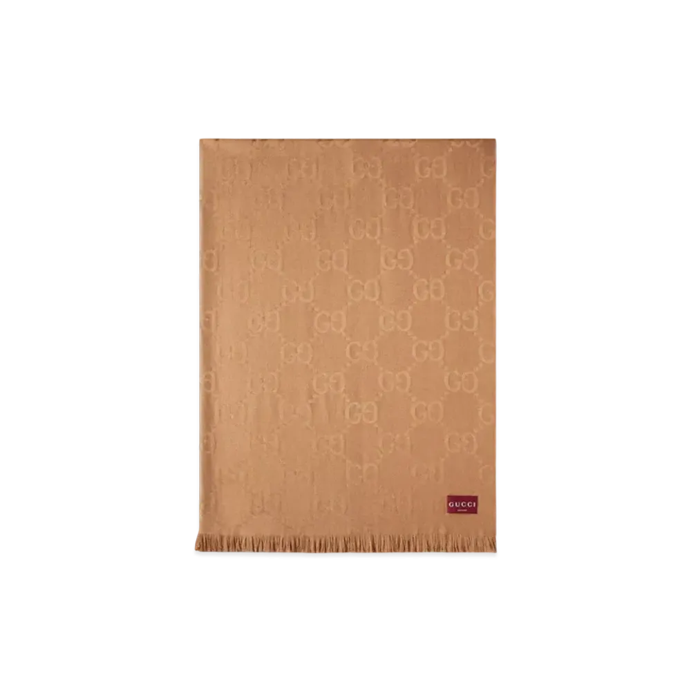 GUCCI GG Wool and Silk Jacquard Blanket "Brown"