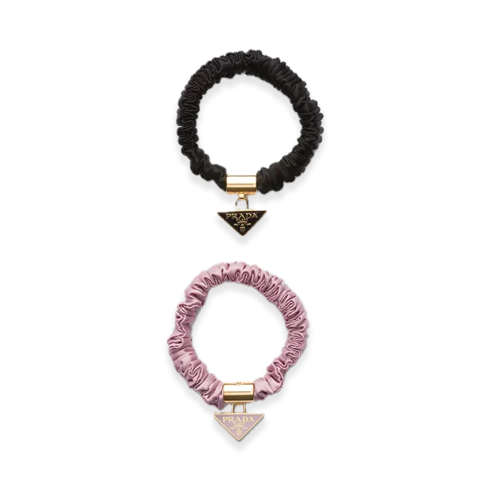 PRADA Satin Crepe Elastic Hair Tie "Black"