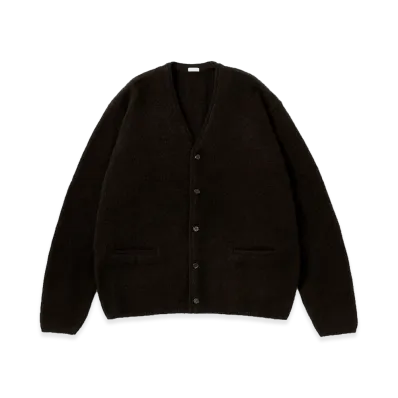 A.PRESSE Brushed Cashmere Middle Gauge Cardigan "Brown"