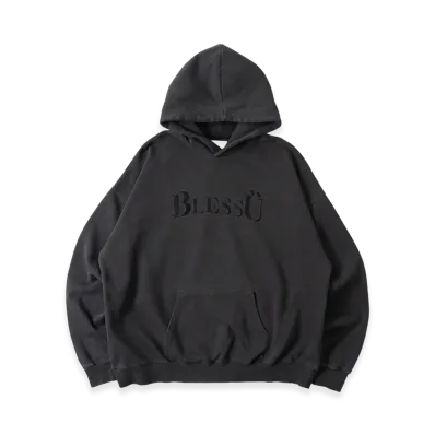 BLESS U Pigment Logo Hoodie "Black"