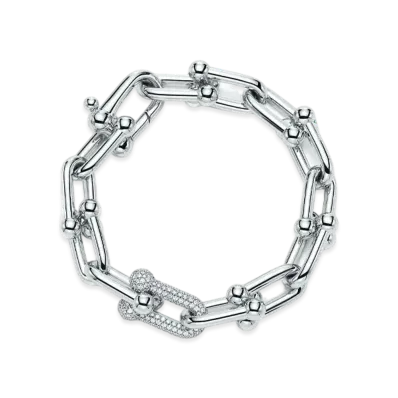 Tiffany & Co. HardWear Link Bracelet in 18k White Gold With Diamonds