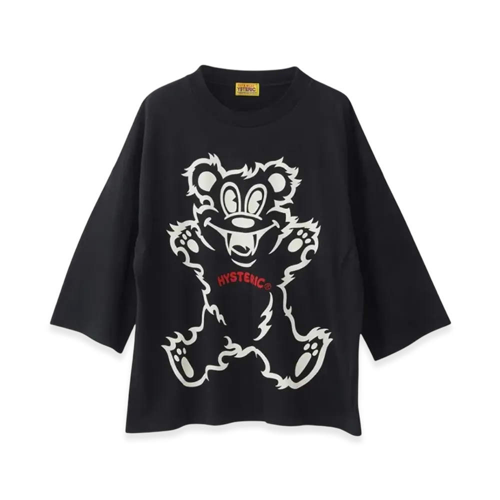 HYSTERIC GLAMOUR Fire Bear Oversized 8/10 Sleeve T-Shirt "Black"