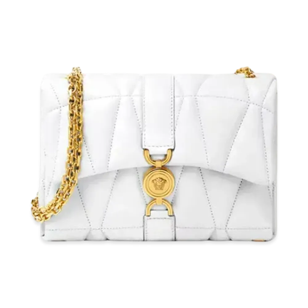 Versace Kleio Quilted Shoulder Bag "White"