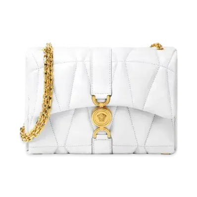 Versace Kleio Quilted Shoulder Bag "White"