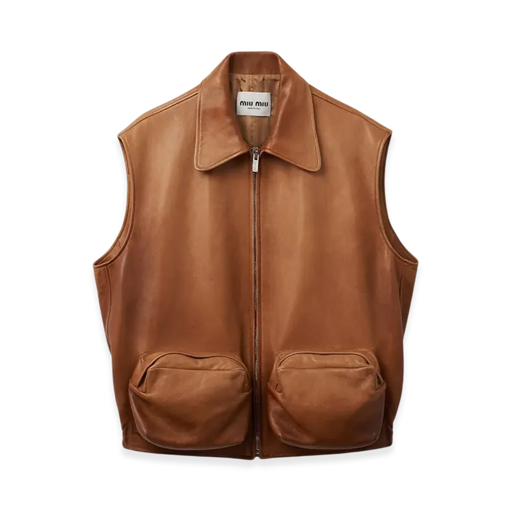 MIU MIU Women's Nappa Leather Vest "Caramel"