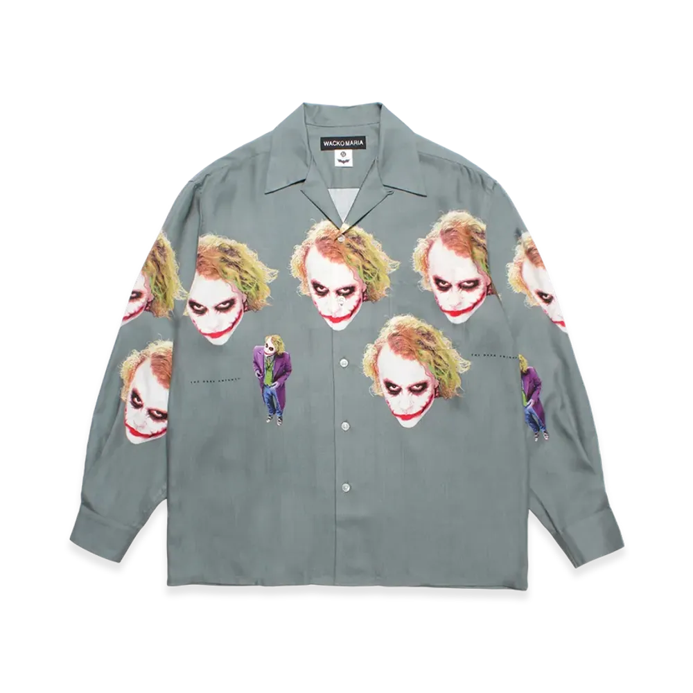 ワコマリア x ダークナイトトリロジー L/S ハワイアン シャツ "グレー"
