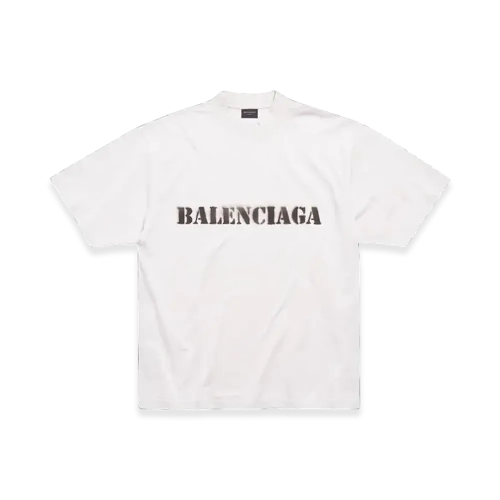 BALENCIAGA Stencil Type Medium Fit T-Shirt "Off White Black"