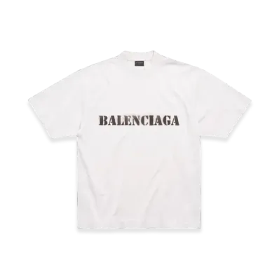 BALENCIAGA Stencil Type Medium Fit T-Shirt "Off White Black"