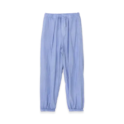 YOKE Cotton Silk Twill Garment-Dyed Easy Pants "Blue"