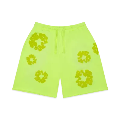 DENIM TEARS Mono Cotton Wreath Sweat Shorts "Neon Green"