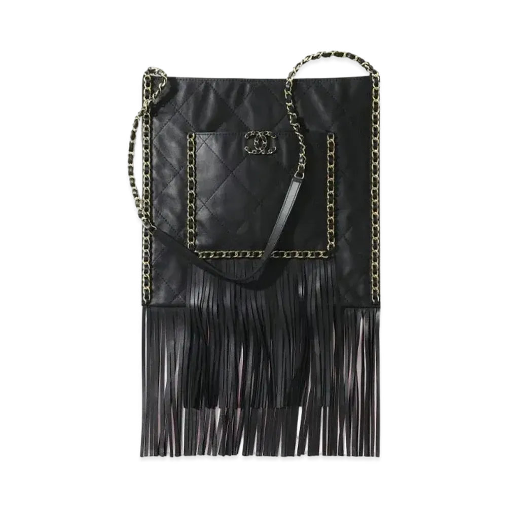CHANEL Shopping Bag Suede Calfskin "Black"