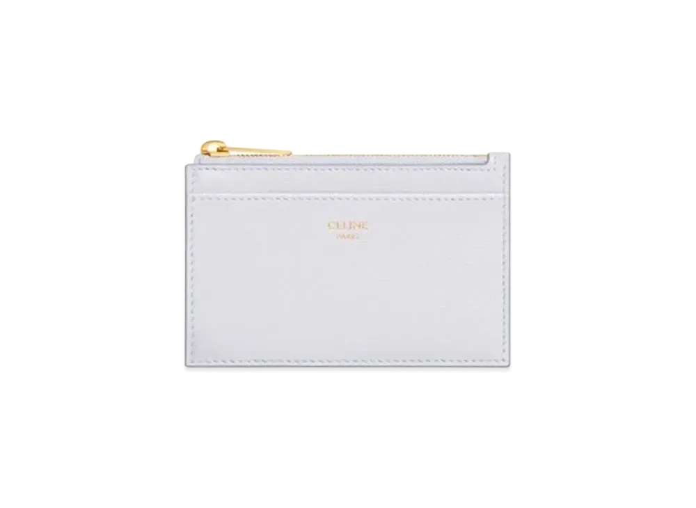 CELINE Zipped Card Holder in Smooth Calfskin "Light Gray"