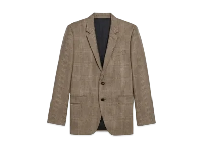 CELINE Rectangle Jacket / Prince Of Wales Check Wool "Beige/Brown/Black"