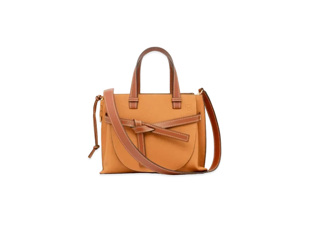 LOEWE Small Gate Top Handle Bag In Soft Grained Calfskin "Light Caramel / Pecan"