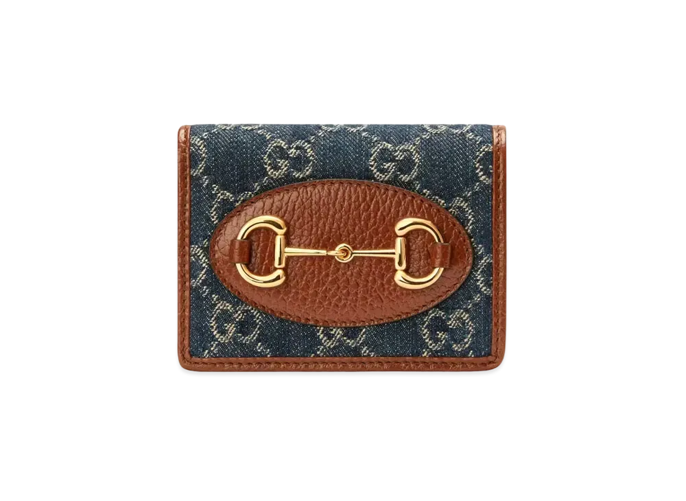GUCCI Gucci Hose Bit 1955 Card Case Wallet "Blue/Ivory"