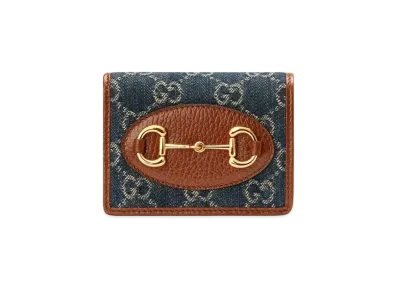 GUCCI Gucci Hose Bit 1955 Card Case Wallet "Blue/Ivory"