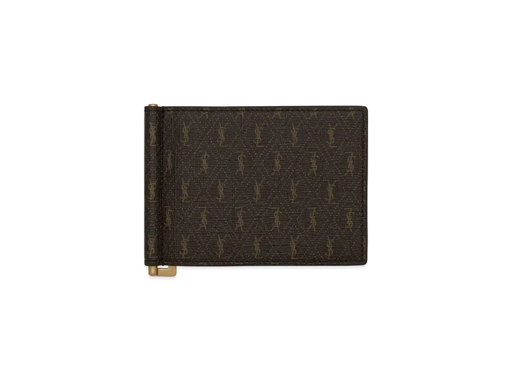 SAINT LAURENT Le Monogramme Bill Clip Wallet In Saint Laurent Monogram Canvas "Chestnut"