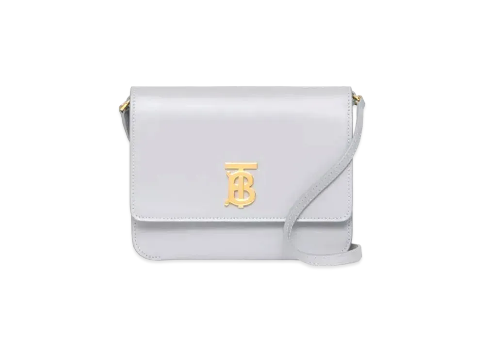 Burberry Mini Leather Flat TB Bag "Heather Melange"