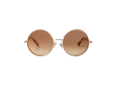 Jimmy Choo Goldy Round Frame Sunglasses With Swarovski Crystals "Gold Copper"