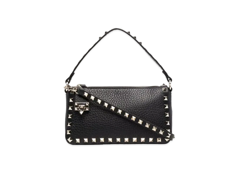 Valentino Small Rockstud Grainy Calfskin Crossbody Bag "Black"