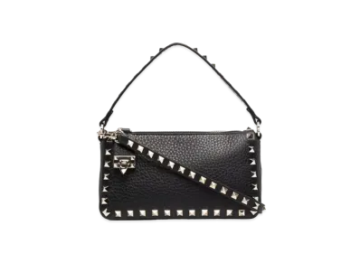 Valentino Small Rockstud Grainy Calfskin Crossbody Bag "Black"