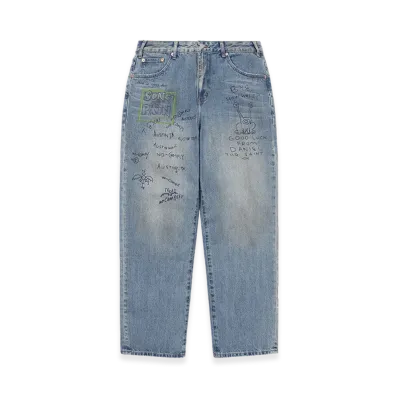 thisisneverthat x Daniel Johnston SONGS of PAIN Denim Pant "Washed Blue"