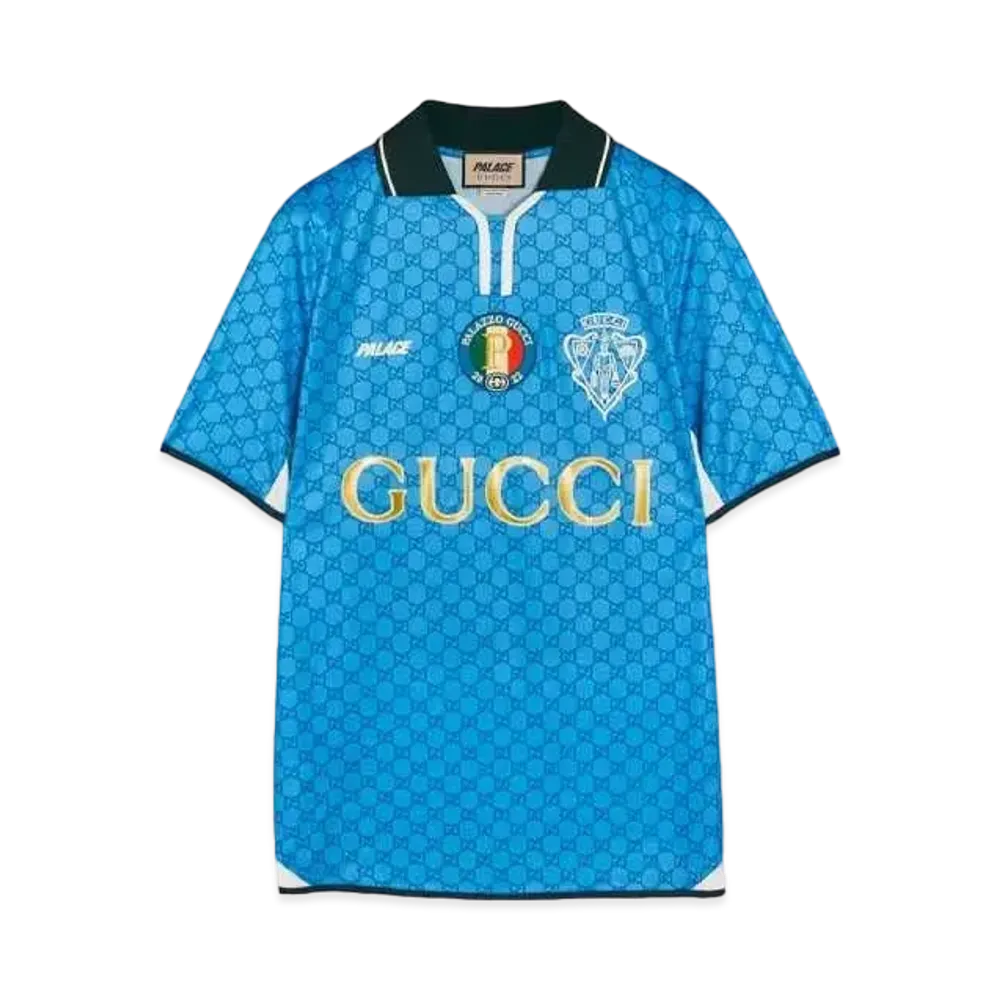PALACE GUCCI Printed All-Over GG Football Technical Jersey T-shirt "Blue"