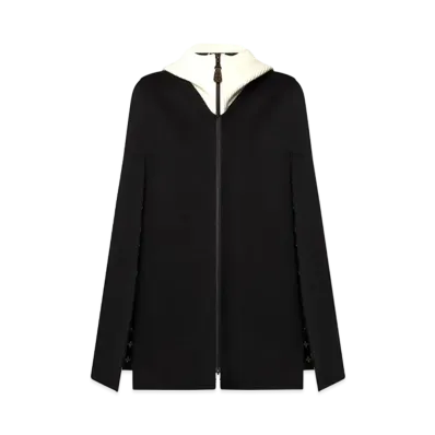 Louis Vuitton Ribbed Hood Double Face Cape "Noir/Blanc"