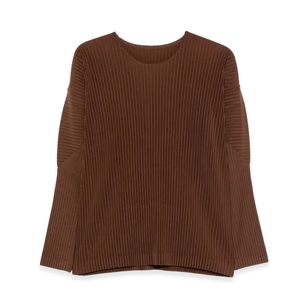 HOMME PLISSE ISSEY MIYAKE Long Sleeve T-Shirts "Brown"