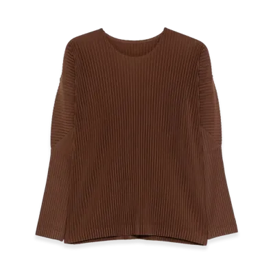HOMME PLISSE ISSEY MIYAKE Long Sleeve T-Shirts "Brown"